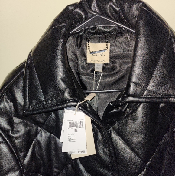 NWT Elie Tahari Faux Leather Quilted Jacket NWT - Picture 4 of 7